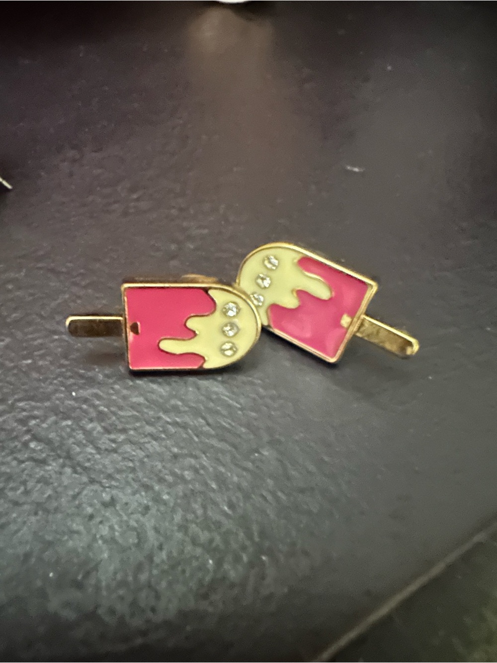 Betsey Johnson Pink and Gold Enamel Ice Pop Earrings